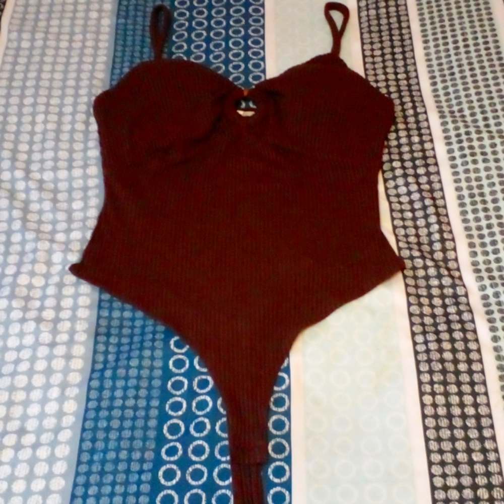 Chocolate brown key hole bodysuit